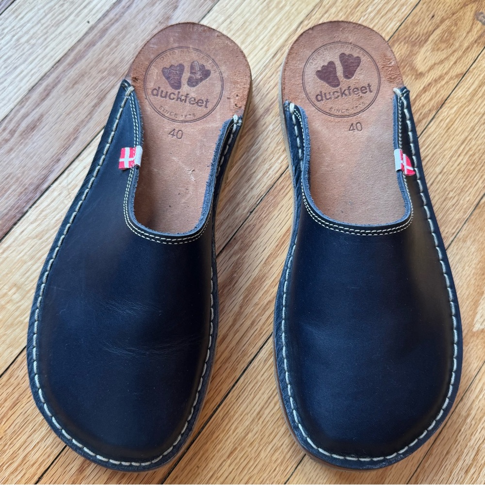 DUCKFEET Blavand Slip On Mules Shoes Navy Blue 40 9.5 EUC